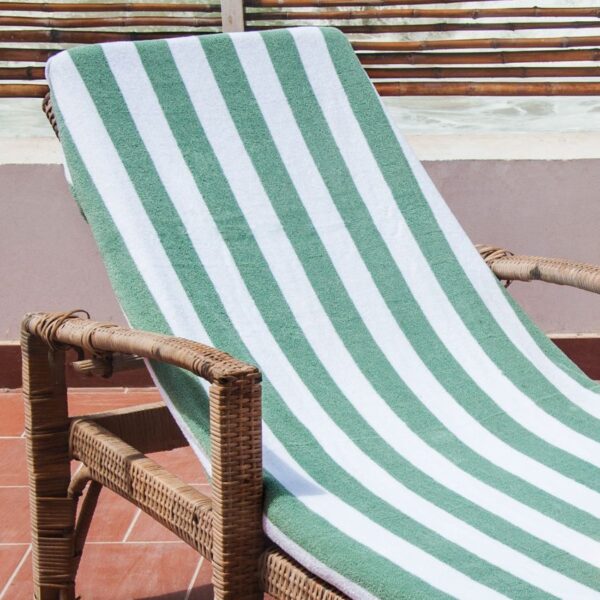 Pool Towels Green Stripe 30x70